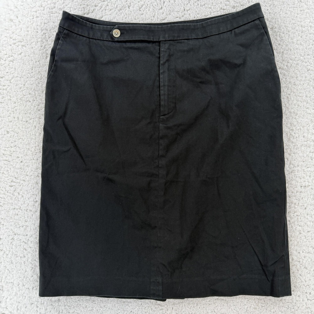 Lauren Ralph Lauren Skirt Womens 10 Black Twill Pencil Knee Career Lined Stretch